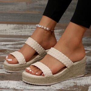 Elegant Cream Wedge Sandals